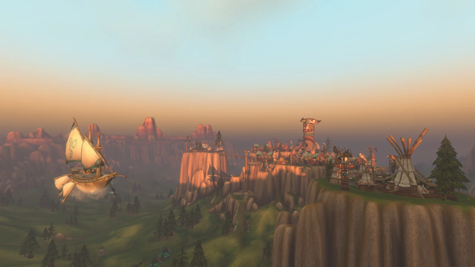 Mulgore dans World of Warcraft Forever. Image d’ambiance ; les routes Horde restent en préparation.